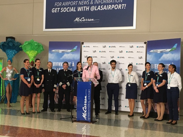 Mercredi 30 octobre 2019, la compagnie Level a inauguré son vol direct Paris/Las Vegas. - DR : CL. Mercredi 30 octobre 2019, la compagnie Level a inauguré son vol direct Paris/Las Vegas. - DR : CL.