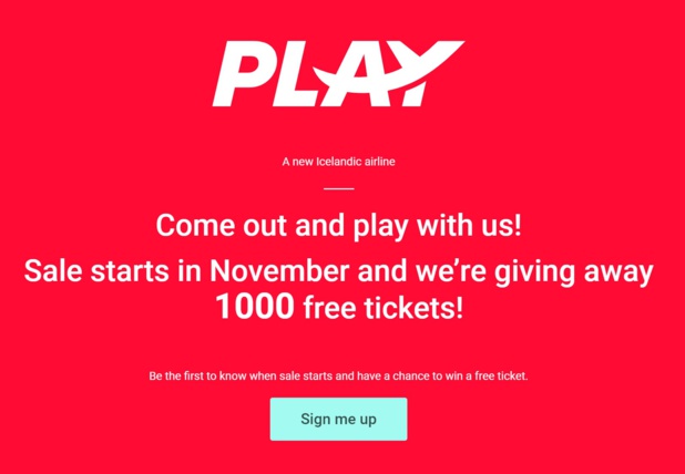 "Sortez et venez jouer avec nous. Les ventes commencent en Novembre et nous offrons 1000 tickets gratuits" à la UNE du site Play - DR "Sortez et venez jouer avec nous. Les ventes commencent en Novembre et nous offrons 1000 tickets gratuits" à la UNE du site Play - DR
