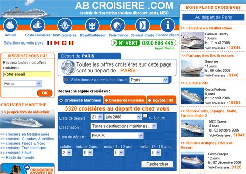 Abcroisière.com lance son ''Moteur Dynamique Croisières'' Abcroisière.com lance son ''Moteur Dynamique Croisières''