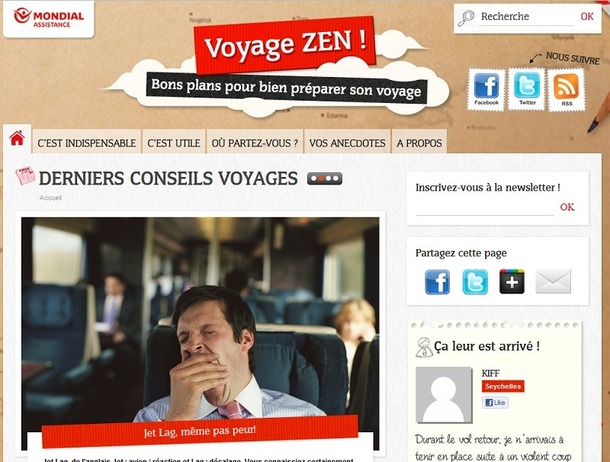 Le site permet aux voyageurs de bien préparer leurs départs - Capture d'écran