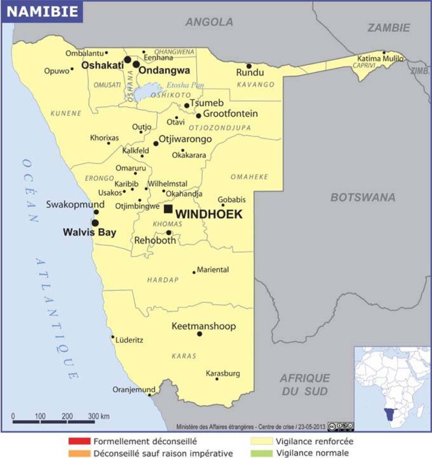 La carte publiée par le MEAE - DR La carte publiée par le MEAE - DR