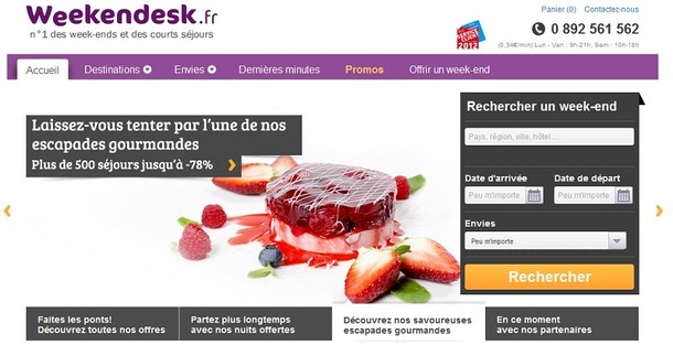 Le site de Weekendesk fait peau neuve - Capture d'écran www.weekendesk.fr