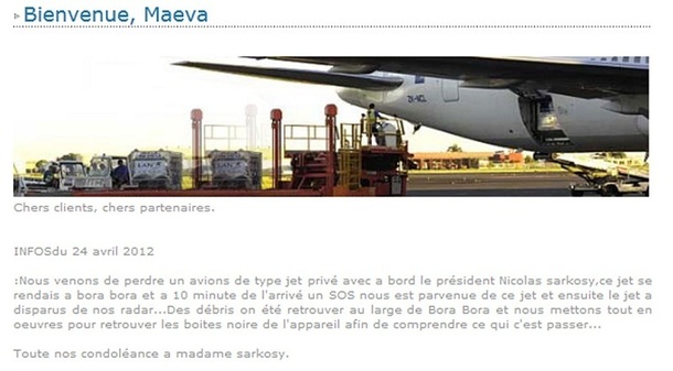 Capture d'écran du site Internet de l'aéroport de Tahiti avec le message du pirate informatique - DR Capture d'écran du site Internet de l'aéroport de Tahiti avec le message du pirate informatique - DR