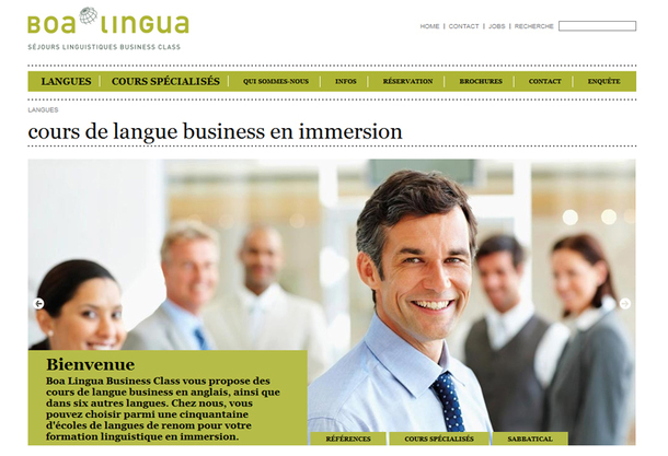 Boa Lingua se positionne également sur une niche "affaires", la Business Class, qui propose des formations linguistiques aux cadres et aux chefs d'entreprise. Il s'agit là d'une formation à la carte et haut de gamme - DR