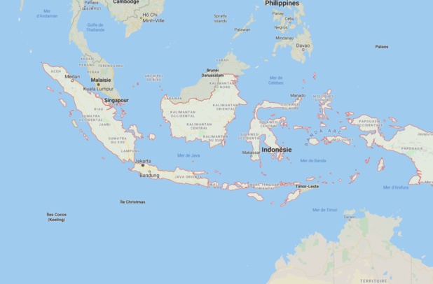 De fortes pluies frappent actuellement différentes régions de l'Indonésie - DR Google Map