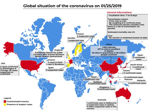Un aperçu de l'étendue de l'épidémieau niveau international /crédit Cartes Internationales Un aperçu de l'étendue de l'épidémieau niveau international /crédit Cartes Internationales