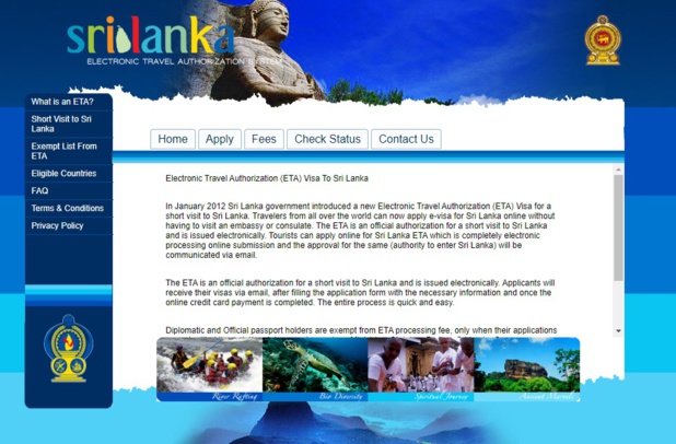 Site dédié au visa en ligne pour le Sri Lanka - DR