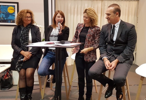 Laurence Cananzi, présidente Var Provence Cruise Club, Jennifer Salles Barbosa, présidente commission Tourisme Région Provence-Alpes-Côte d’Azur, Anne-Sophie Peyran, marketing manager Riviera Ports représentant French Riviera Cruise Club et Jean-François Suhas, président Marseille Cruise Club Provence, lors du salon Euromaritime à Marseille - DR : A.B. Laurence Cananzi, présidente Var Provence Cruise Club, Jennifer Salles Barbosa, présidente commission Tourisme Région Provence-Alpes-Côte d’Azur, Anne-Sophie Peyran, marketing manager Riviera Ports représentant French Riviera Cruise Club et Jean-François Suhas, président Marseille Cruise Club Provence, lors du salon Euromaritime à Marseille - DR : A.B.