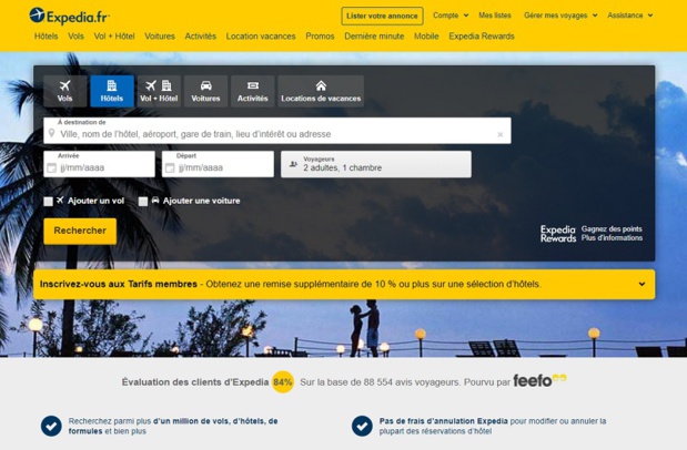 Expedia a vu son bénéfice net multiplié par plus de 4 au 4e trimestre 2019 - Crédit photo : Expedia