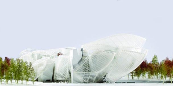 Fondation Louis Vuitton. Le bâtiment, qui abritera des œuvres de la collection de Bernard Arnault prendra place au Bois de Boulogne, à Paris. Ouverture prévue en 2014, architecte Frank Gehry. - DR