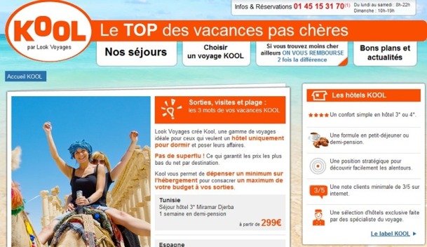 Look Voyages rénove le site Internet dédié à son label KOOL - Capture d'écran