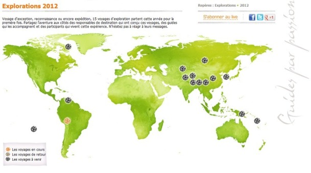 Un planisphère interactif permet de trouver les voyages les voyages en cours ou à venir - Capture d'écran