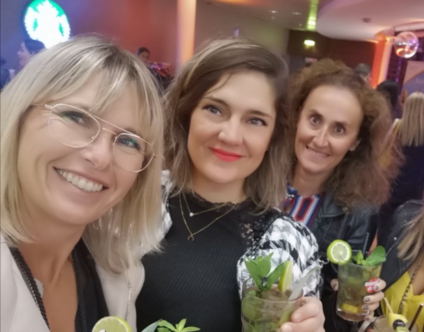 Ingrid Lexa et ses collaboratrices Marie et Laure lors d'une soirée à l'aéroport de Marseille - Provence - Facebook