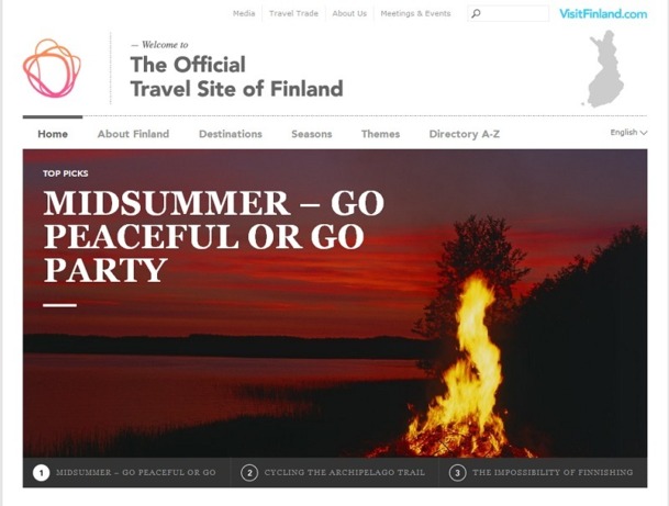 Le nouveau site Internet de VisitFinland fait la part belle aux visuels pour attirer les voyageurs - Capture d'écran Le nouveau site Internet de VisitFinland fait la part belle aux visuels pour attirer les voyageurs - Capture d'écran