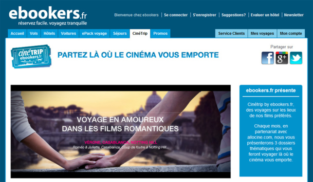 Hôtellerie : Ebookers thématise son offre autour du cinéma Hôtellerie : Ebookers thématise son offre autour du cinéma