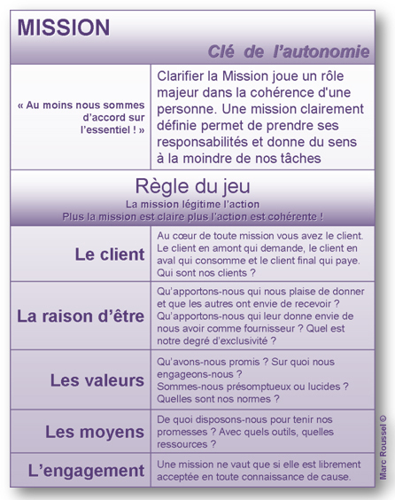 Management : la Mission est ce qui donne du sens au travail Management : la Mission est ce qui donne du sens au travail