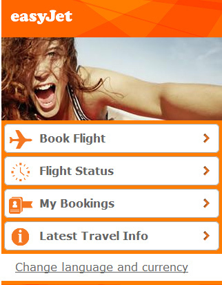 Le site mobile d'easyjet - Photo DR Le site mobile d'easyjet - Photo DR