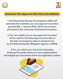 Communiqué de la Direction Générale indonésienne de l'Immigration Communiqué de la Direction Générale indonésienne de l'Immigration