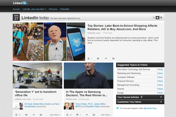 Linkedin Today et Viadeo Inside, les deux poids lourds du secteur, incitent les utilisateurs à se rendre régulièrement sur leur profil pour le mettre à jour et suivre l’activité de leurs contacts. - DR Linkedin Today et Viadeo Inside, les deux poids lourds du secteur, incitent les utilisateurs à se rendre régulièrement sur leur profil pour le mettre à jour et suivre l’activité de leurs contacts. - DR