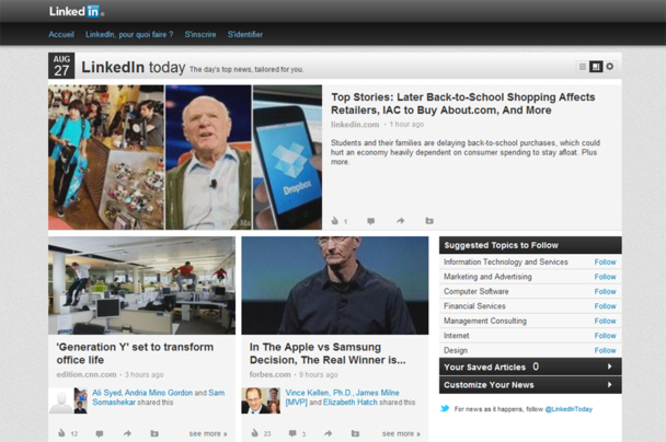 Linkedin Today et Viadeo Inside, les deux poids lourds du secteur, incitent les utilisateurs à se rendre régulièrement sur leur profil pour le mettre à jour et suivre l’activité de leurs contacts. - DR