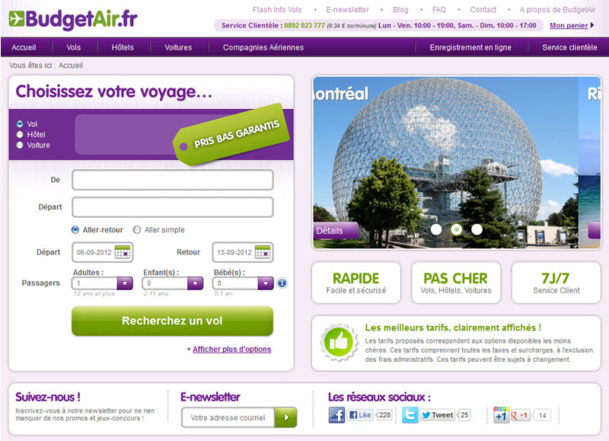 BudgetAir.fr a lancé une nouvelle version de son site web - Photo DR