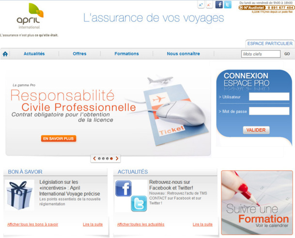 Le nouveau site web de TMS, sous les couleurs d'April International Voyage. - photo DR