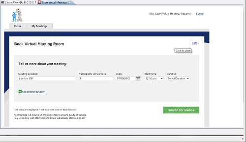 Sabre Virtual Meetings a été inauguré le 19 septembre 2012 - Capture d'écran