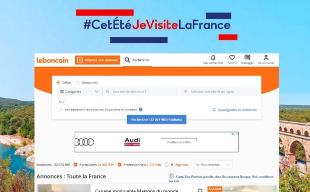 Leboncoin met à disposition un équivalent de 220 000 € de publicités pour la campagne #CetÉtéJeVisiteLaFrance - DR Leboncoin met à disposition un équivalent de 220 000 € de publicités pour la campagne #CetÉtéJeVisiteLaFrance - DR