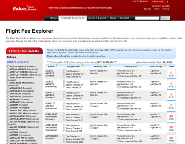 La solution Flight Fee Explorer affiche donc actuellement les frais additionnels des compagnies de façon à ce que les agents de voyages puissent les  intégrer dans le calcul général du prix du billet d’avion sans pouvoir les réserver.  / Photo Capture écran