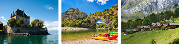 Yvoire - DR Pius Lee / Gorges de l'Ardèche - DR Juergen Sack, GettyImages / Avoriaz - DR Thierry Burdin, Fotolia.com