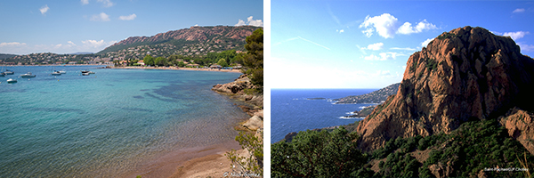 Plage de la Baumette. Copyright : Nico Gomez / Vue imprenable depuis le Pic du Cap Roux, dans le Massif de l’Estérel. Copyright : JF. CHOLLEY.