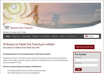 Le nouveau site professionnel de Tahiti Nui Travel a pour objectif d'aider les tour opérateurs à programmer et vendre la destination Polynésie - Capture d'écran