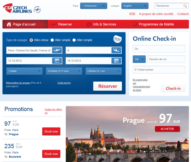Le nouveau site de Czech Airlines