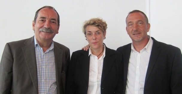 Jean-Paul Giraud, le DG sortant, Claire Vidaud, directrice de la communication et Olivier Baumont, le nouveau directeur général de VTF.DR