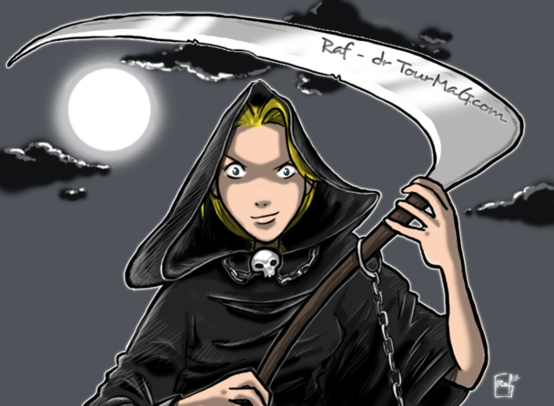 Dans un monde où tout le monde travaille avec tout le monde, la mort de quelqu’un te rapproche inexorablement de la tienne. Tu sens le souffle rauque de la faucheuse sur ta nuque ? Méfie-toi, elle se rapproche. / Photo DR Raf Dans un monde où tout le monde travaille avec tout le monde, la mort de quelqu’un te rapproche inexorablement de la tienne. Tu sens le souffle rauque de la faucheuse sur ta nuque ? Méfie-toi, elle se rapproche. / Photo DR Raf