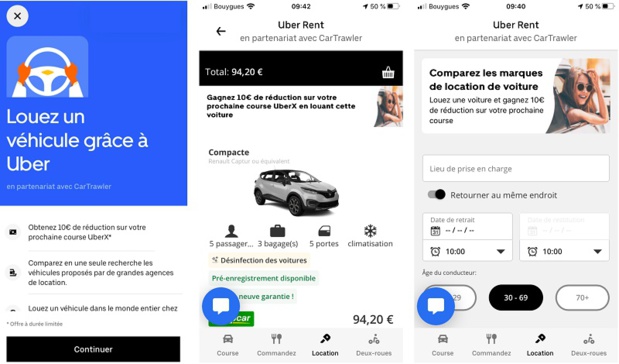 La France est le 2e pays où Uber Rent s'implante grâce à CarTrawler - Crédit photo : Uber Rent