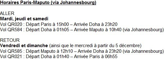 Mozambique : Qatar Airways assure 3 roations par semaine vers Maputo Mozambique : Qatar Airways assure 3 roations par semaine vers Maputo