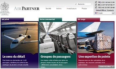 Pour appuyer le renouveau de son identité visuelle, le groupe Air Partner lance une nouvelle version de son site Internet - Capture d'écran