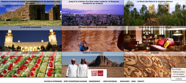 Le nouveau manuel de vente dédié à la Jordanie arbore un nouveau graphisme avec des mosaïques de photos. Capture d’écran Le nouveau manuel de vente dédié à la Jordanie arbore un nouveau graphisme avec des mosaïques de photos. Capture d’écran