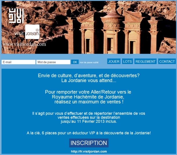 Le challenge de ventes Jordanie se déroulera jusqu'au 11 février 2013