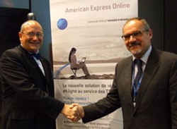 R. Chambert, de American Express Business Travel, et P. Grando, d'Amadeus, unis au service des PME