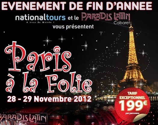 Deux jours à moins de 200 € sur Paris comprenant le transport en autocar, l'hôtel, une croisière sur la Seine, un circuit "Paris by night "et un déjeuner spectacle au Paradis latin - DR Deux jours à moins de 200 € sur Paris comprenant le transport en autocar, l'hôtel, une croisière sur la Seine, un circuit "Paris by night "et un déjeuner spectacle au Paradis latin - DR
