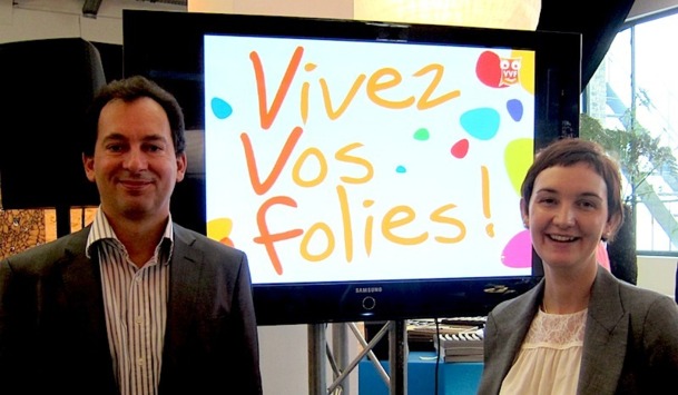 Bruno Doerler, le directeur général et Lucie Journault, la directrice de la communication, ont présenté sa nouvelle image de VVF Villages dans le cadre du Pop Up Store de la région Auvergne, qui a lieu jusqu'au 2 décembre à la Bellevilloise. Un lieu totalement approprié pour cet opérateur, dont le siège social est à Clermont-Ferrand. - Photo L.-A.C. Bruno Doerler, le directeur général et Lucie Journault, la directrice de la communication, ont présenté sa nouvelle image de VVF Villages dans le cadre du Pop Up Store de la région Auvergne, qui a lieu jusqu'au 2 décembre à la Bellevilloise. Un lieu totalement approprié pour cet opérateur, dont le siège social est à Clermont-Ferrand. - Photo L.-A.C.
