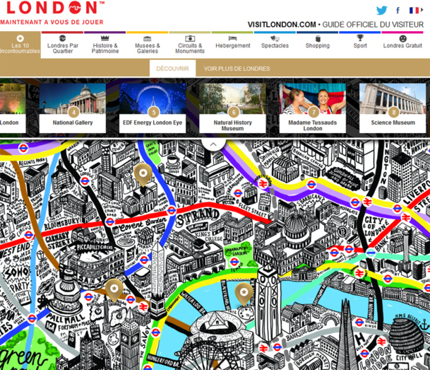 Dessinée à la main par l’artiste Jenni Sparks, la carte de Londres fait apparaître les principales curiosités de la capitale - DR