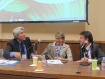 Lucien Salemi (à gauche) président du SNAV Méditerranée, Margaret Murphy (au centre), vice-Présidente formation et marketing à la CLIA et Georges Azouze (à droite), Pdg France et Benelux chez Costa Croisières - Photo P.C.