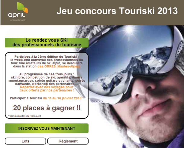 Le jeu concours Tourski se déroule jusqu'au 19 décembre 2011 - DR Le jeu concours Tourski se déroule jusqu'au 19 décembre 2011 - DR