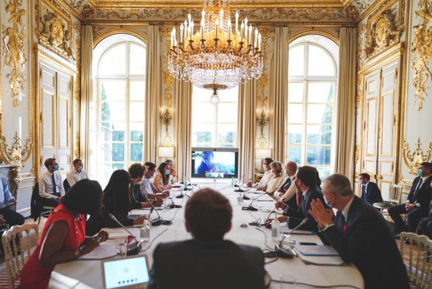 Toute la French Tech avait rendez-vous à l’Elysée avec le président, qui a reçu la délégation polynésienne - Crédit photo : compte Twitter Cédric O