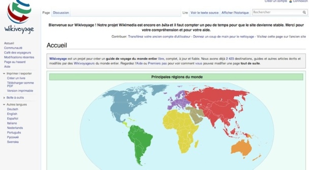 Wikivoyage, le nouveau guide de voyage est officiellement lancé mardi 15 janvier. Il était testé en version betâ depuis novembre dernier. DR