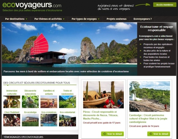 Sur EcoVoyageurs.com, les fiches-produits font la part belle aux visuels - Capture d'écran Sur EcoVoyageurs.com, les fiches-produits font la part belle aux visuels - Capture d'écran
