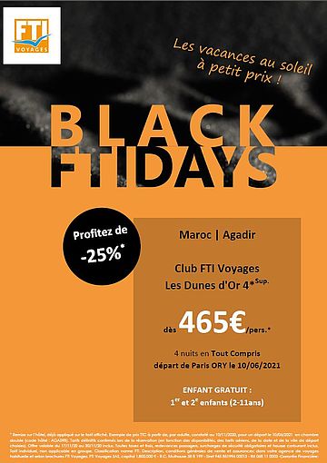 Black Friday : FTI Voyages lance des réductions jusqu'à - 55%